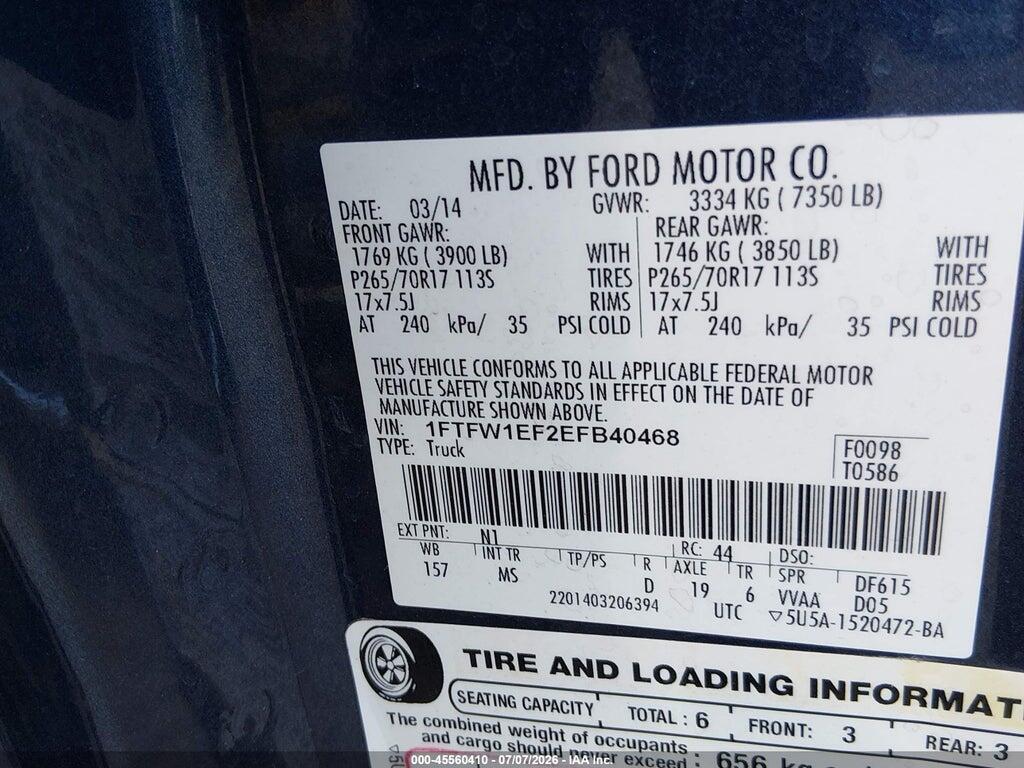 1FTFW1EF2EFB40468 2014 FORD F-150 photo no. 9