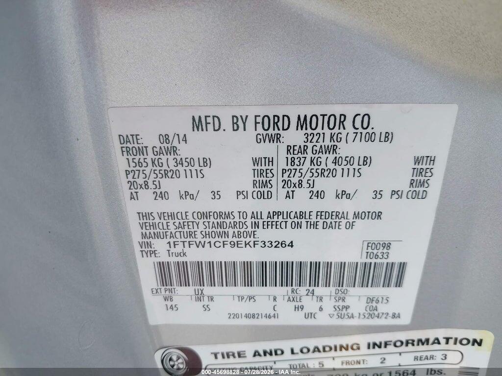 1FTFW1CF9EKF33264 2014 FORD F-150 photo no. 8
