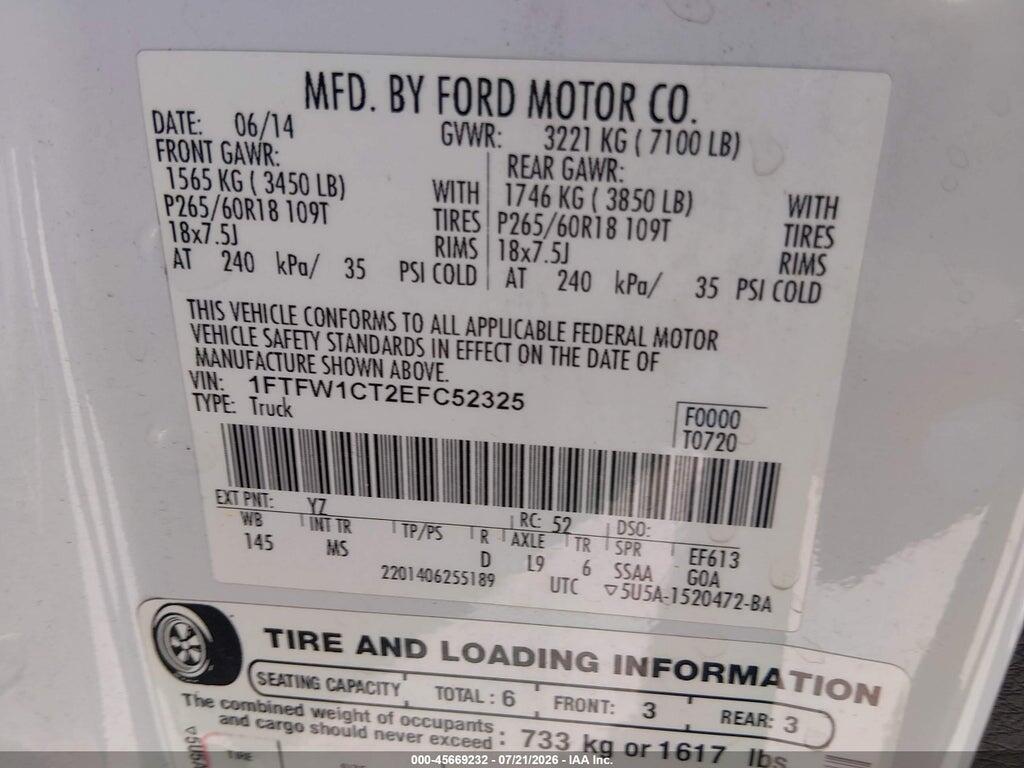 1FTFW1CT2EFC52325 2014 FORD F-150 photo no. 9