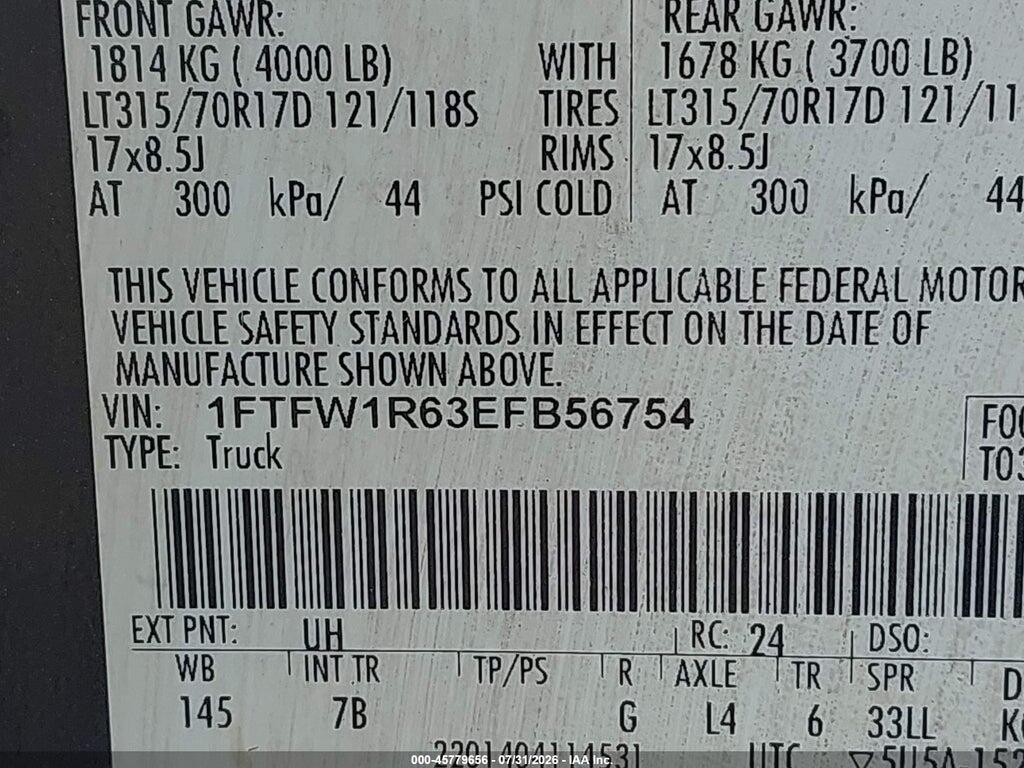 1FTFW1R63EFB56754 2014 FORD F-150 photo no. 9