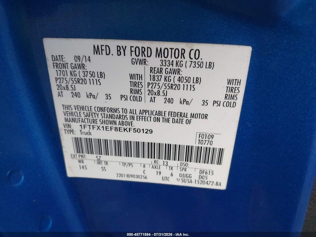 1FTFX1EF8EKF50129 2014 FORD F-150 photo no. 9
