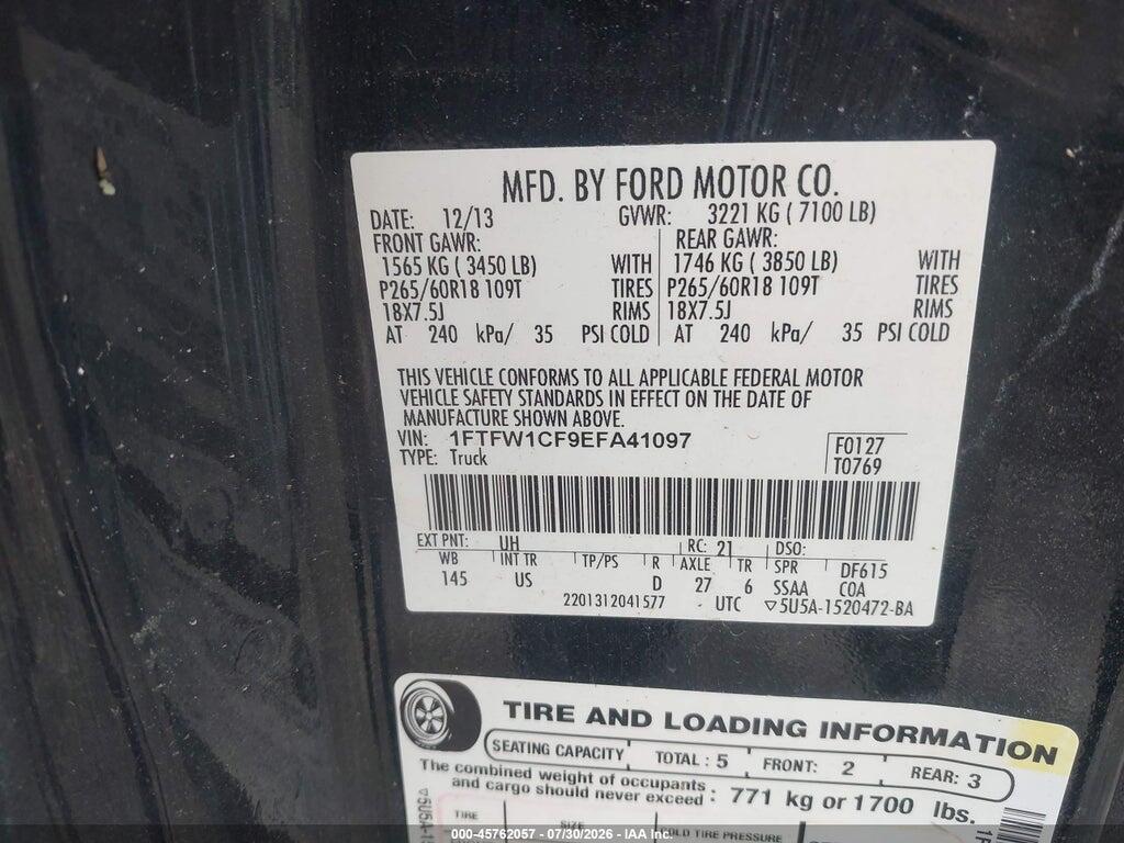 1FTFW1CF9EFA41097 2014 FORD F-150 photo no. 9