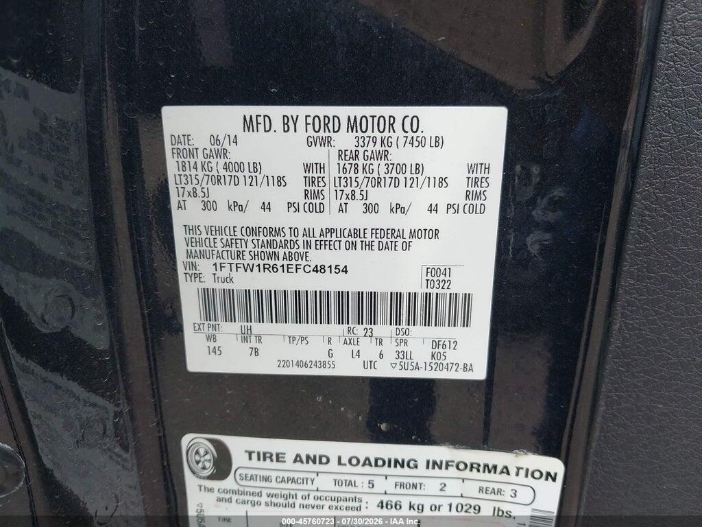 1FTFW1R61EFC48154 2014 FORD F-150 photo no. 9