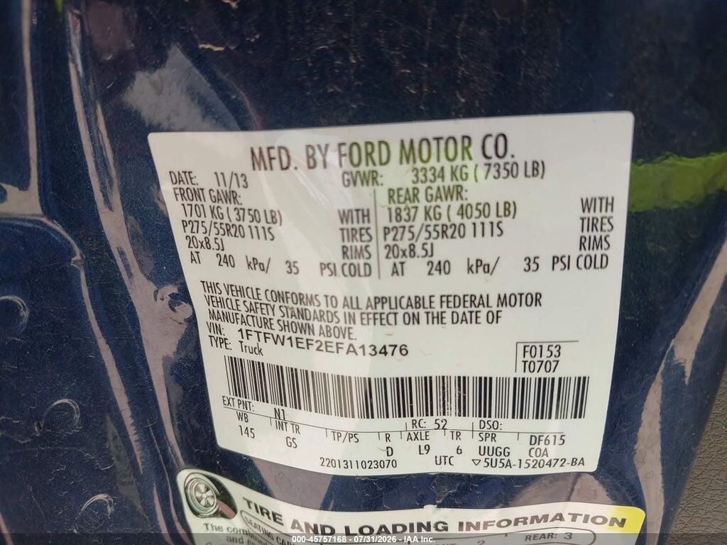 1FTFW1EF2EFA13476 2014 FORD F-150 photo no. 9