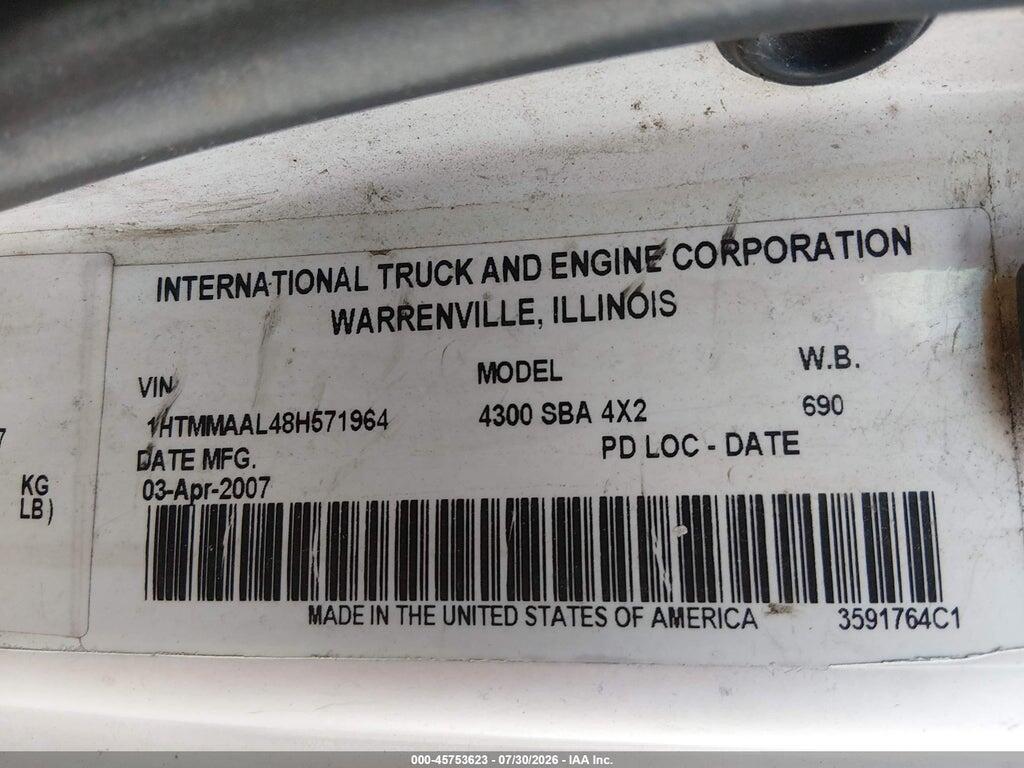 1HTMMAAL48H571964 2008 INTERNATIONAL 4000 photo no. 9