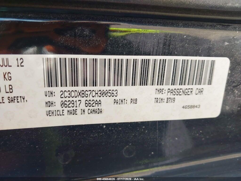 2C3CDXBG7CH300563 2012 DODGE CHARGER photo no. 9