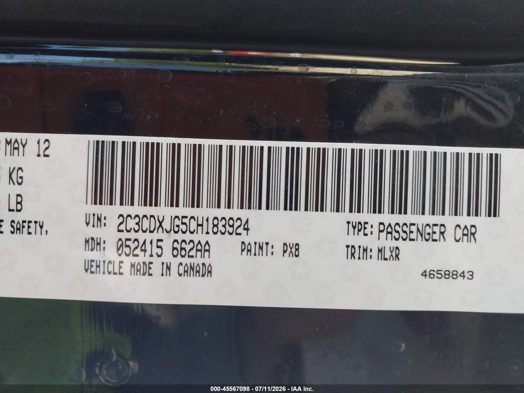 2C3CDXJG5CH183924 2012 DODGE CHARGER photo no. 9