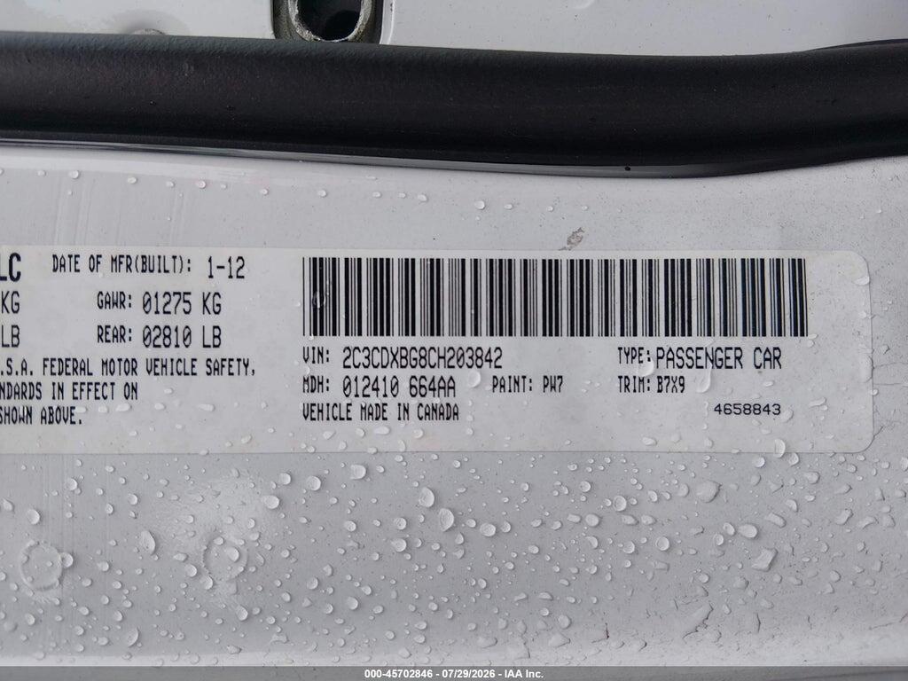 2C3CDXBG8CH203842 2012 DODGE CHARGER photo no. 9
