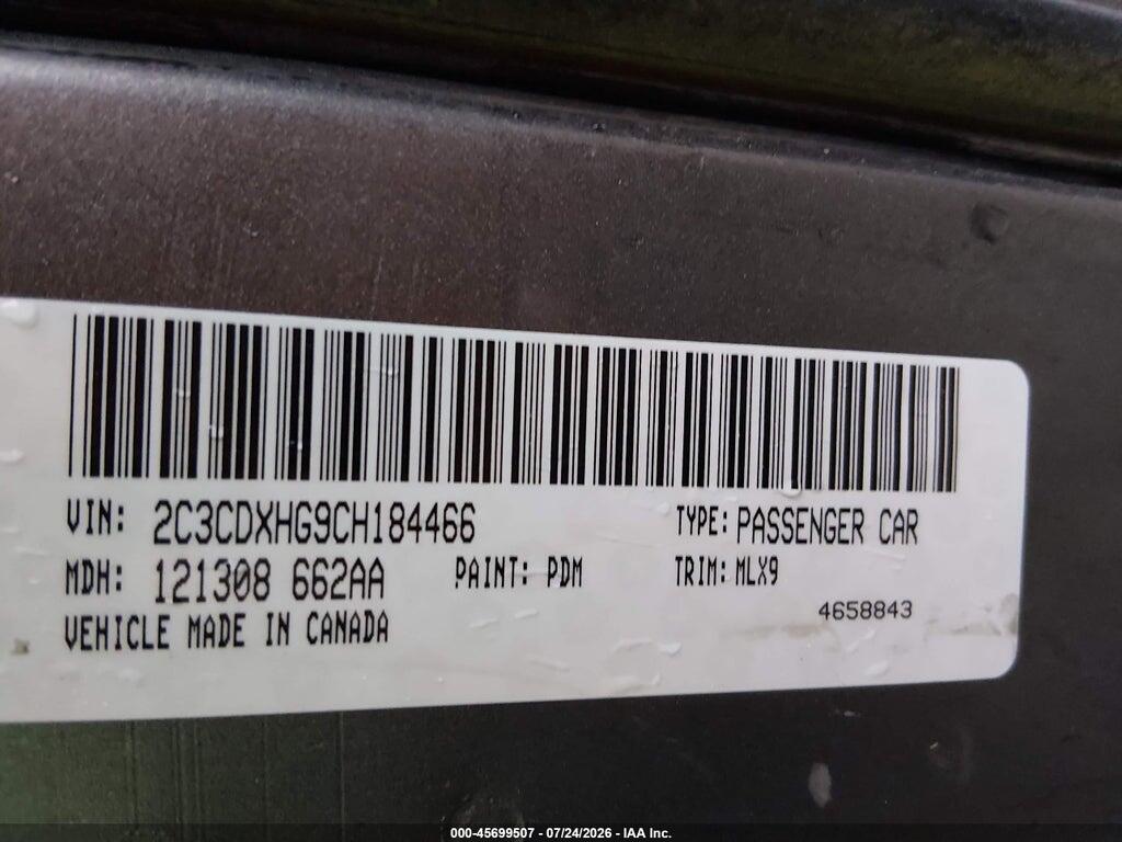 2C3CDXHG9CH184466 2012 DODGE CHARGER photo no. 9