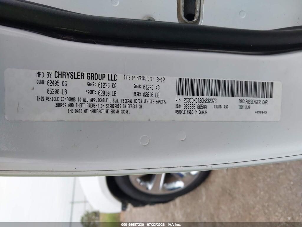 2C3CDXCT2CH232376 2012 DODGE CHARGER photo no. 9