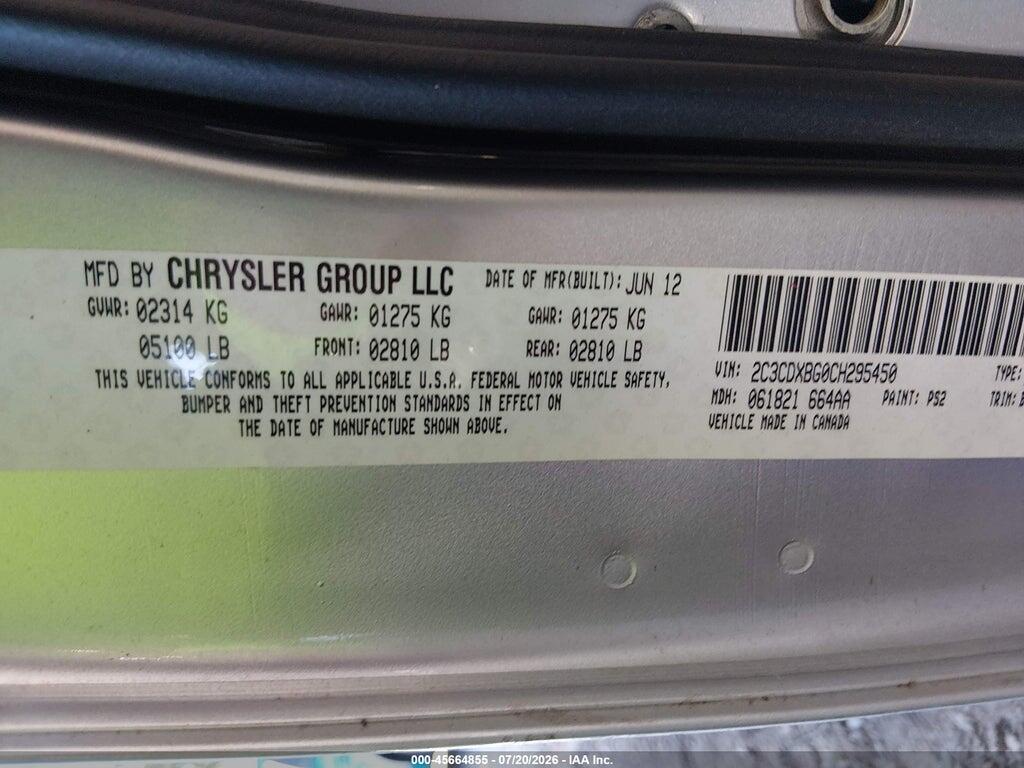 2C3CDXBG0CH295450 2012 DODGE CHARGER photo no. 9