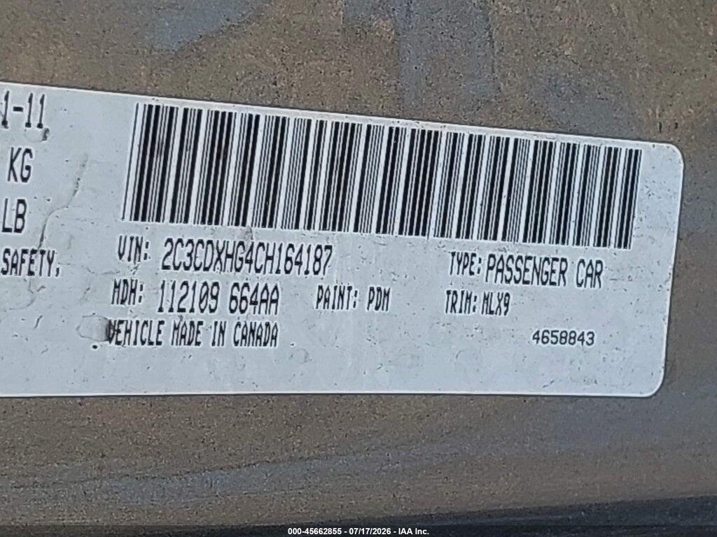 2C3CDXHG4CH164187 2012 DODGE CHARGER photo no. 9