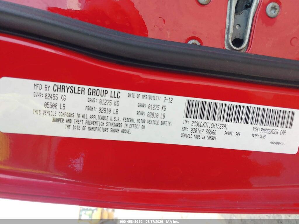 2C3CDXDT1CH156681 2012 DODGE CHARGER photo no. 9