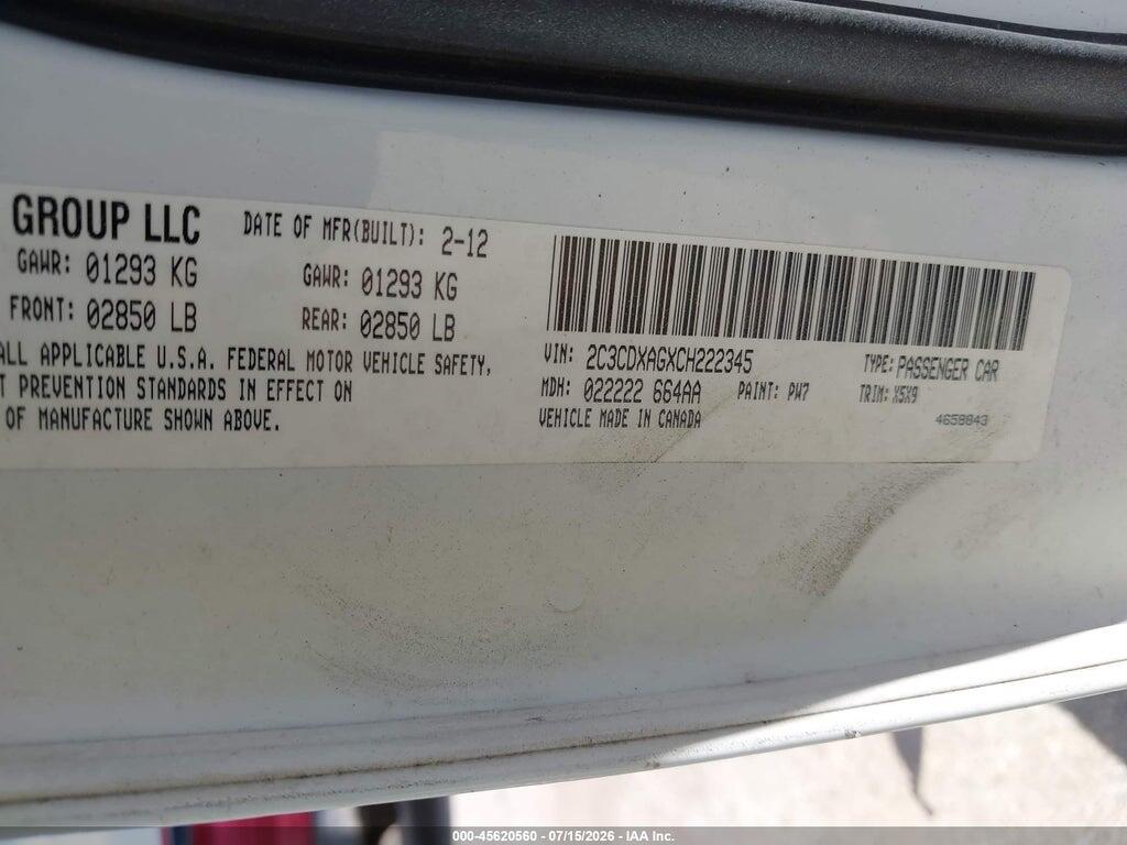 2C3CDXAGXCH222345 2012 DODGE CHARGER photo no. 9