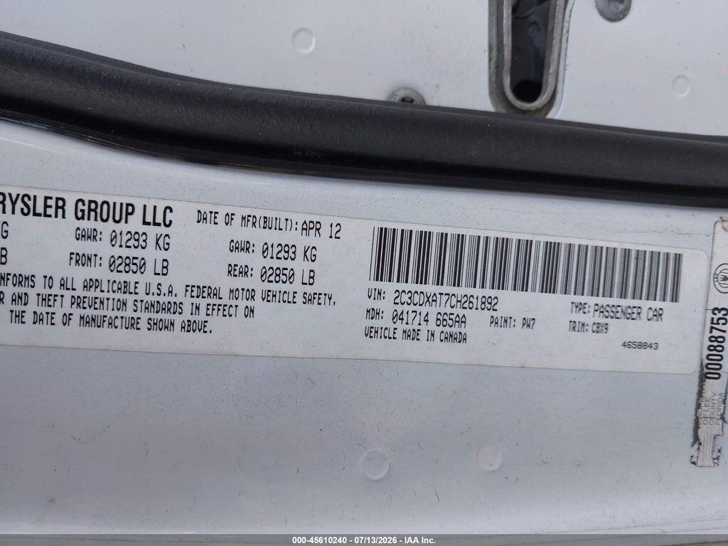 2C3CDXAT7CH261892 2012 DODGE CHARGER photo no. 9