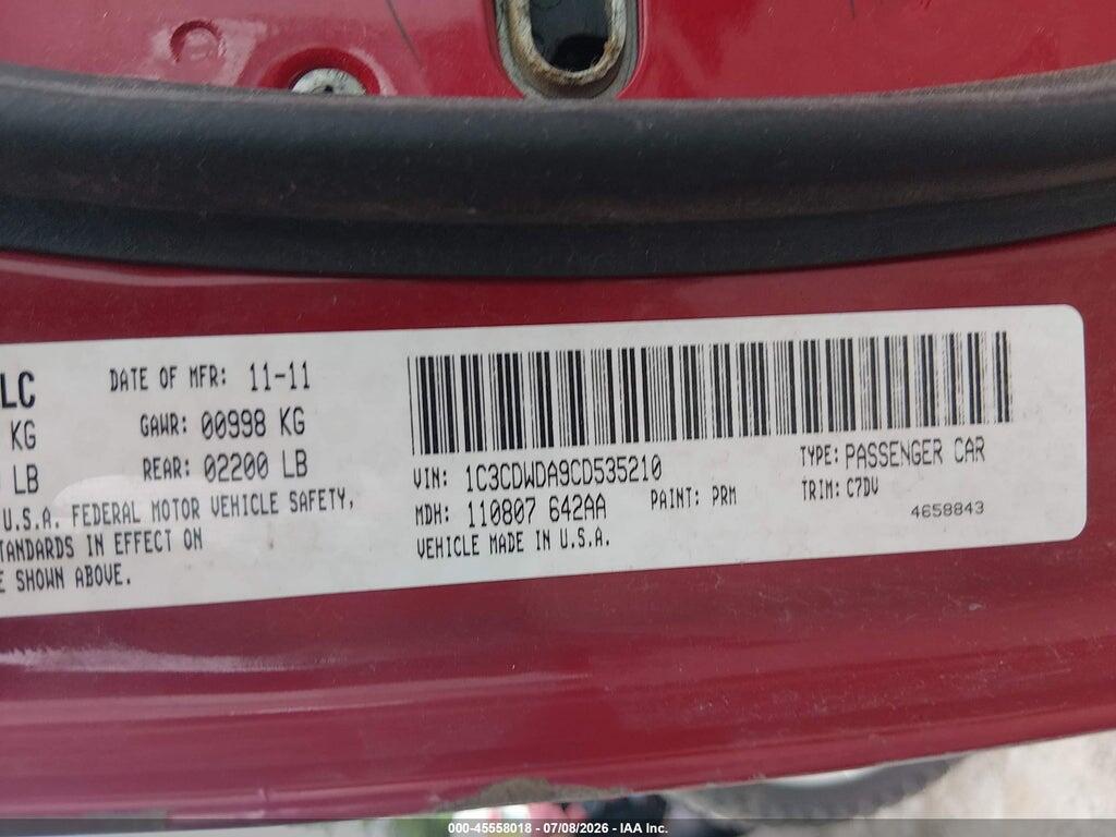 1C3CDWDA9CD535210 2012 DODGE CALIBER photo no. 9