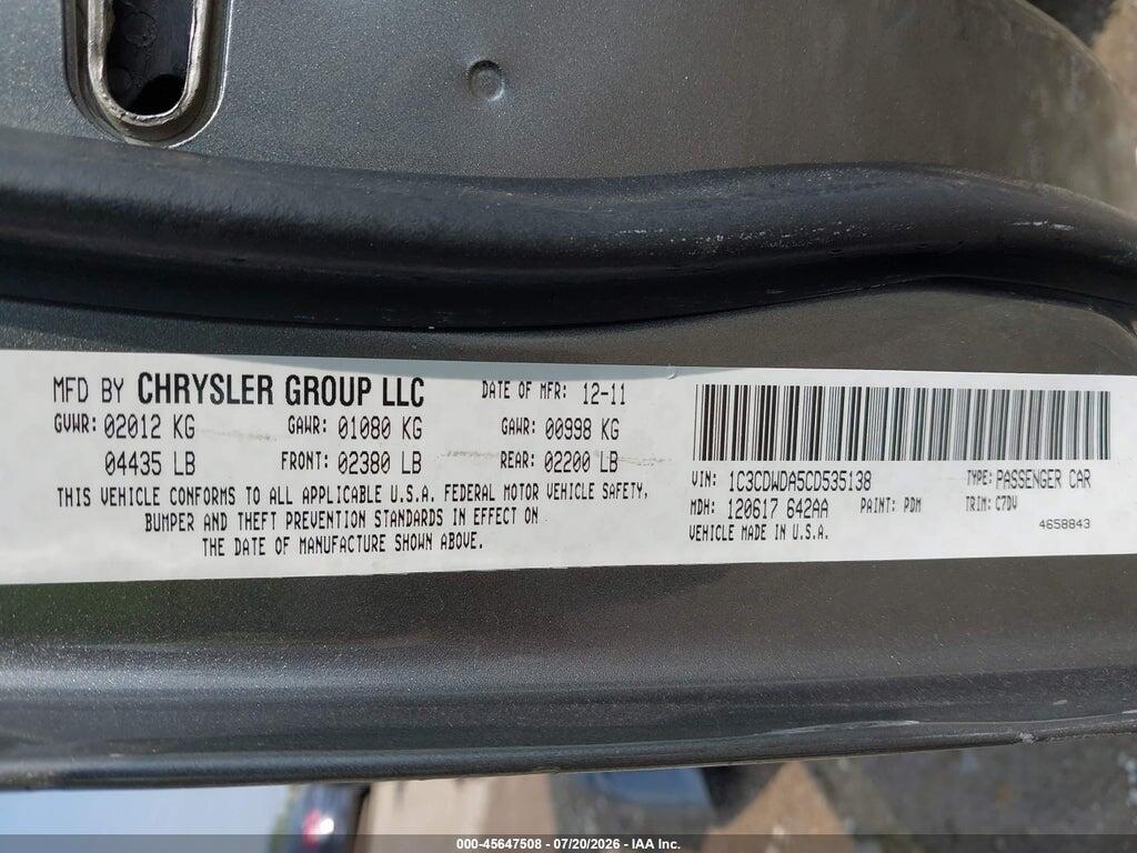 1C3CDWDA5CD535138 2012 DODGE CALIBER photo no. 9