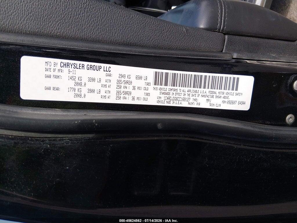 1C4RDJDG6CC169127 2012 DODGE DURANGO photo no. 9