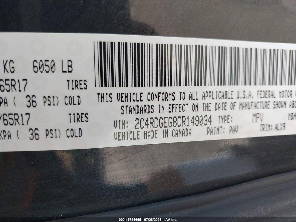 2C4RDGEG8CR149034 2012 DODGE GRAND CARAVAN photo no. 9