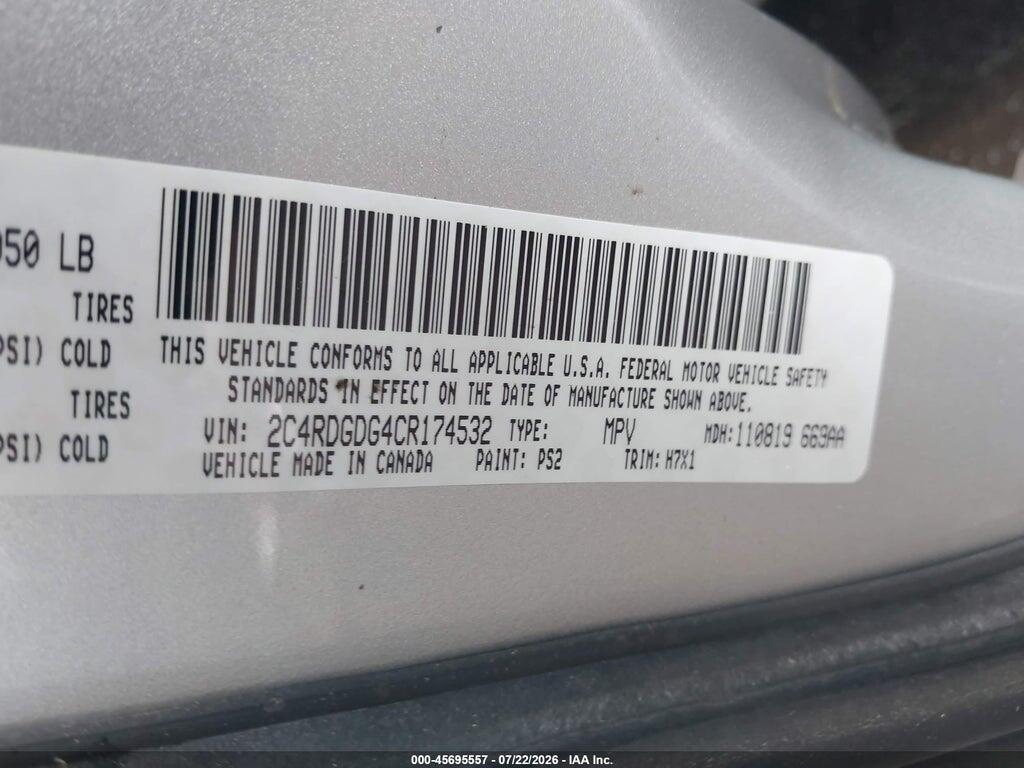 2C4RDGDG4CR174532 2012 DODGE GRAND CARAVAN photo no. 9
