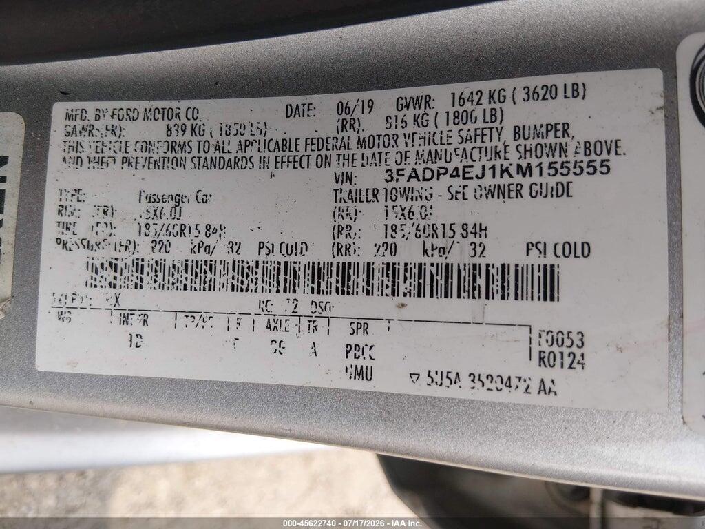 3FADP4EJ1KM155555 2019 FORD FIESTA photo no. 9