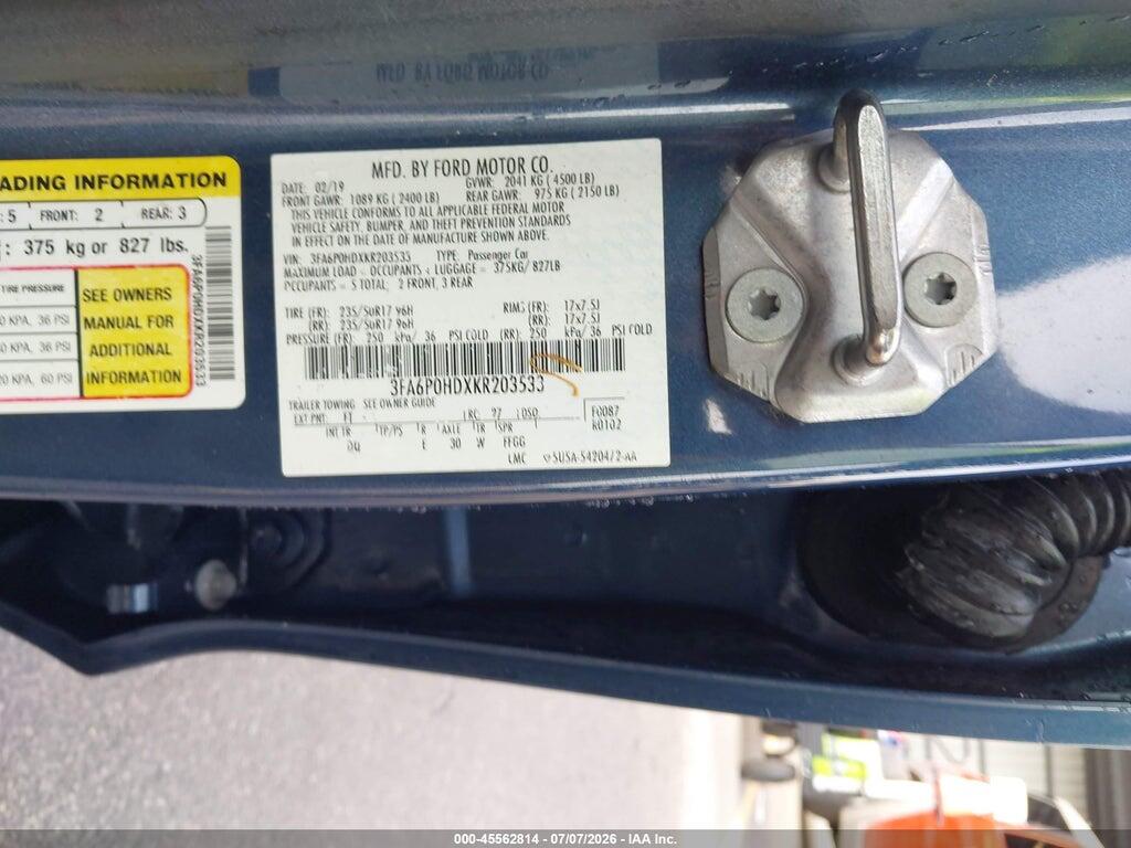 3FA6P0HDXKR203533 2019 FORD FUSION photo no. 9