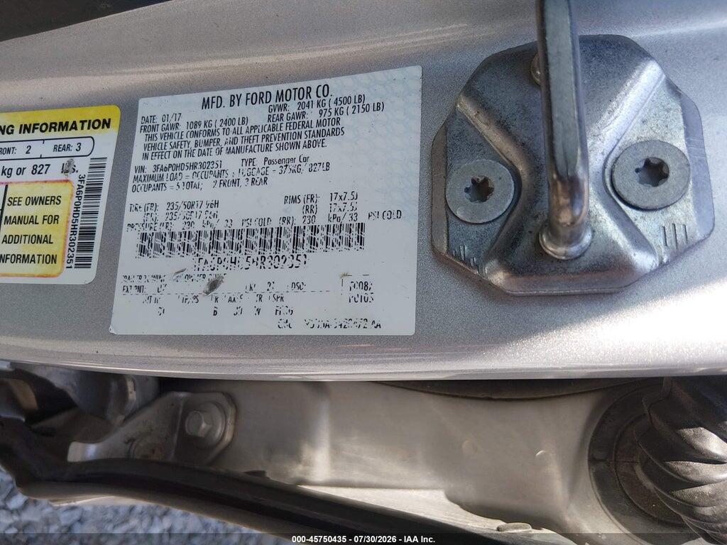 3FA6P0HD5HR302351 2017 FORD FUSION photo no. 9