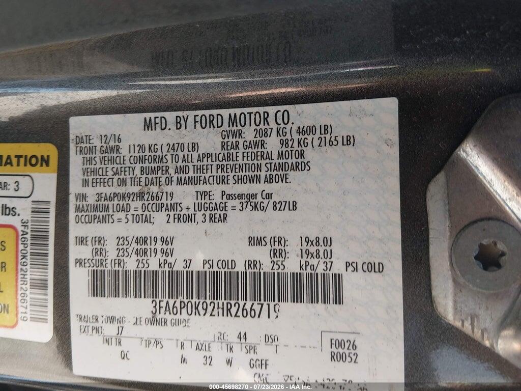 3FA6P0K92HR266719 2017 FORD FUSION photo no. 9