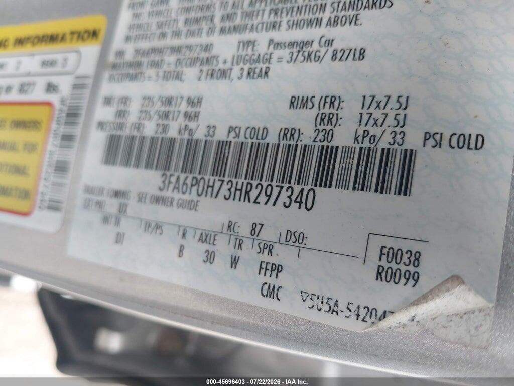 3FA6P0H73HR297340 2017 FORD FUSION photo no. 9