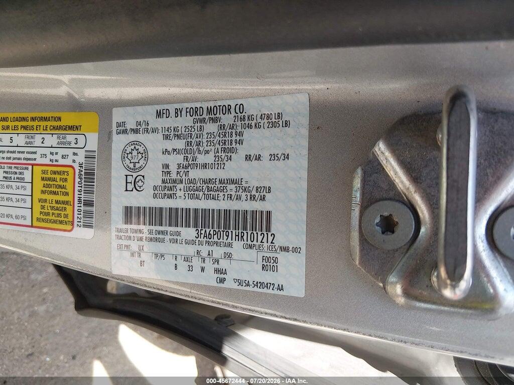 3FA6P0T91HR101212 2017 FORD FUSION photo no. 9