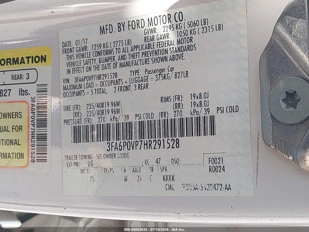 3FA6P0VP7HR291528 2017 FORD FUSION photo no. 9