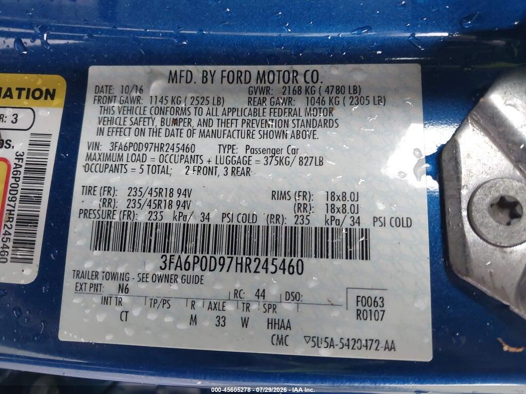 3FA6P0D97HR245460 2017 FORD FUSION photo no. 9