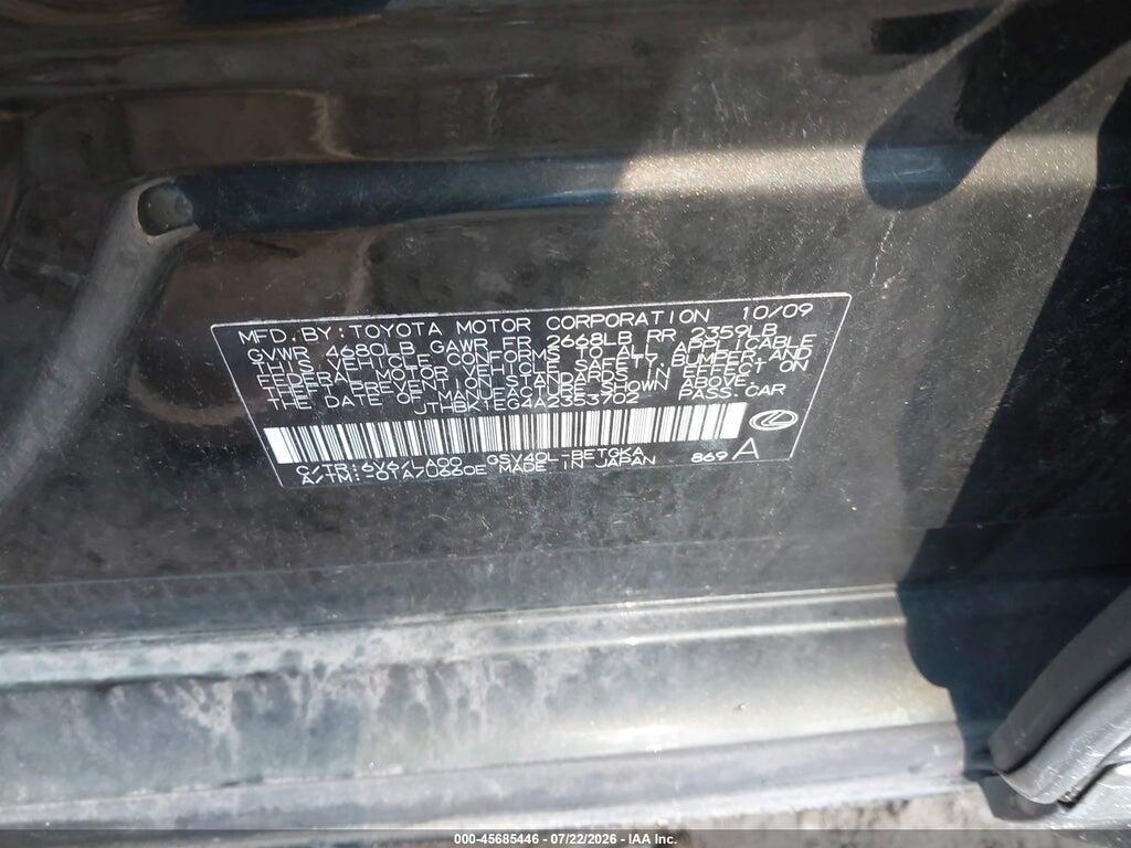 JTHBK1EG4A2353702 2010 LEXUS ES 350 photo no. 9