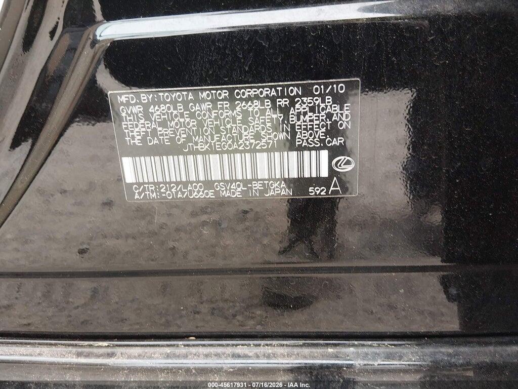 JTHBK1EG0A2372571 2010 LEXUS ES 350 photo no. 9