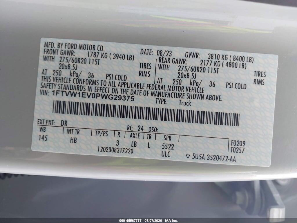 1FTVW1EV0PWG29375 2023 FORD F-150 LIGHTNING photo no. 9