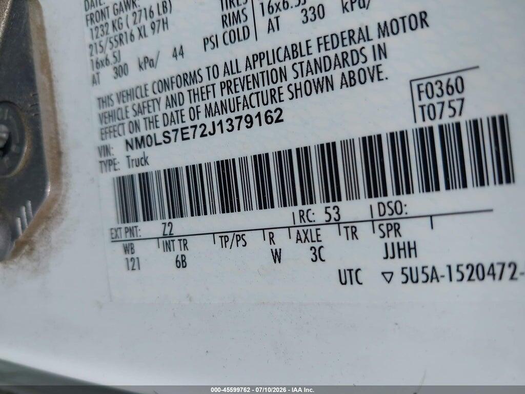 NM0LS7E72J1379162 2018 FORD TRANSIT CONNECT photo no. 9