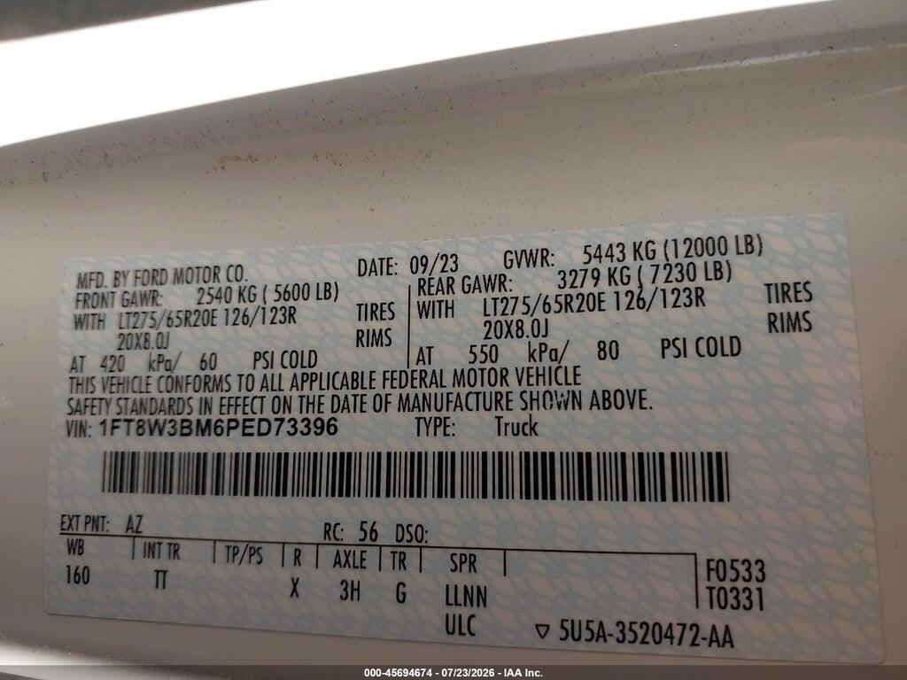 1FT8W3BM6PED73396 2023 FORD F-350 photo no. 9