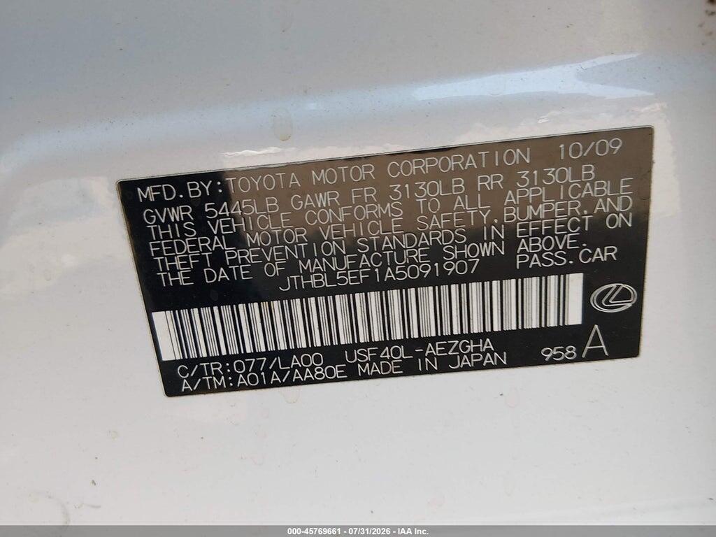 JTHBL5EF1A5091907 2010 LEXUS LS photo no. 9