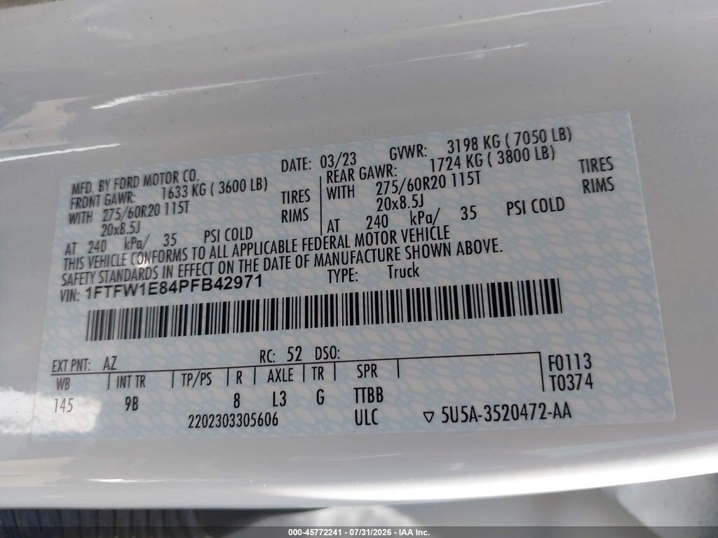 1FTFW1E84PFB42971 2023 FORD F150 photo no. 9