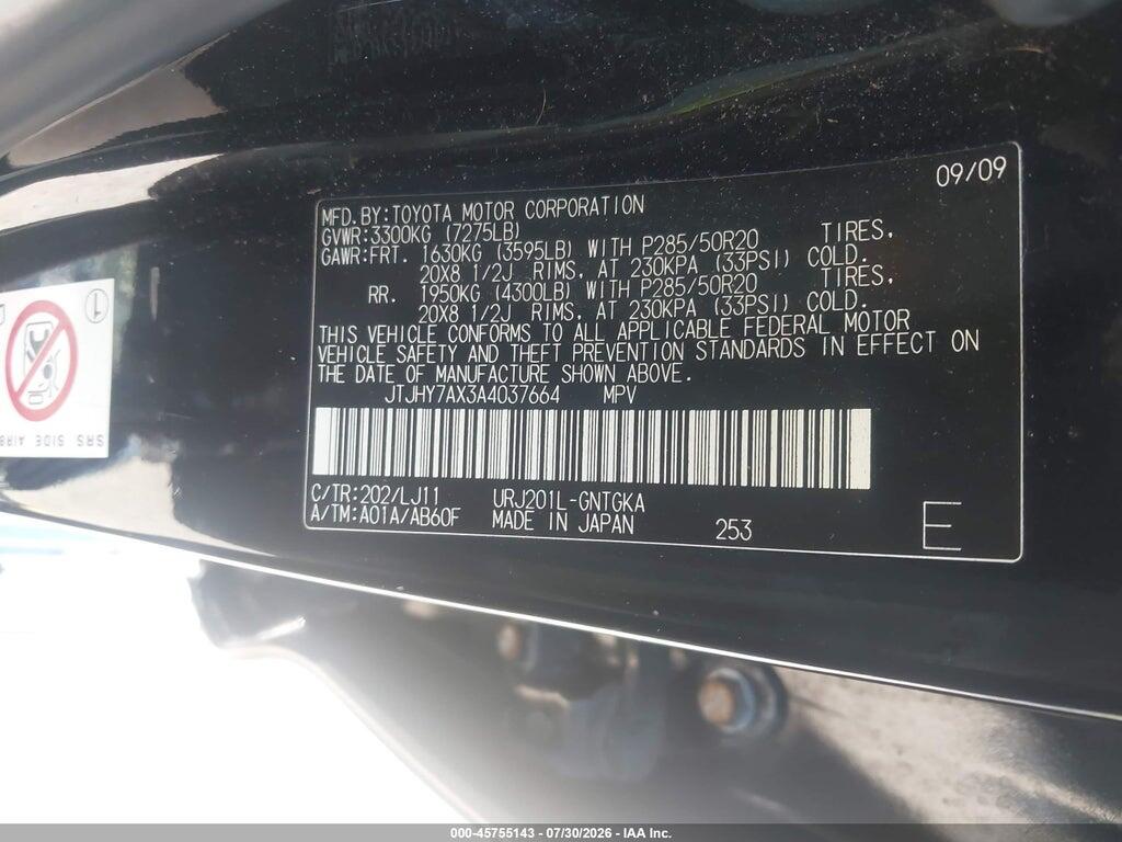 JTJHY7AX3A4037664 2010 LEXUS LX 570 photo no. 9