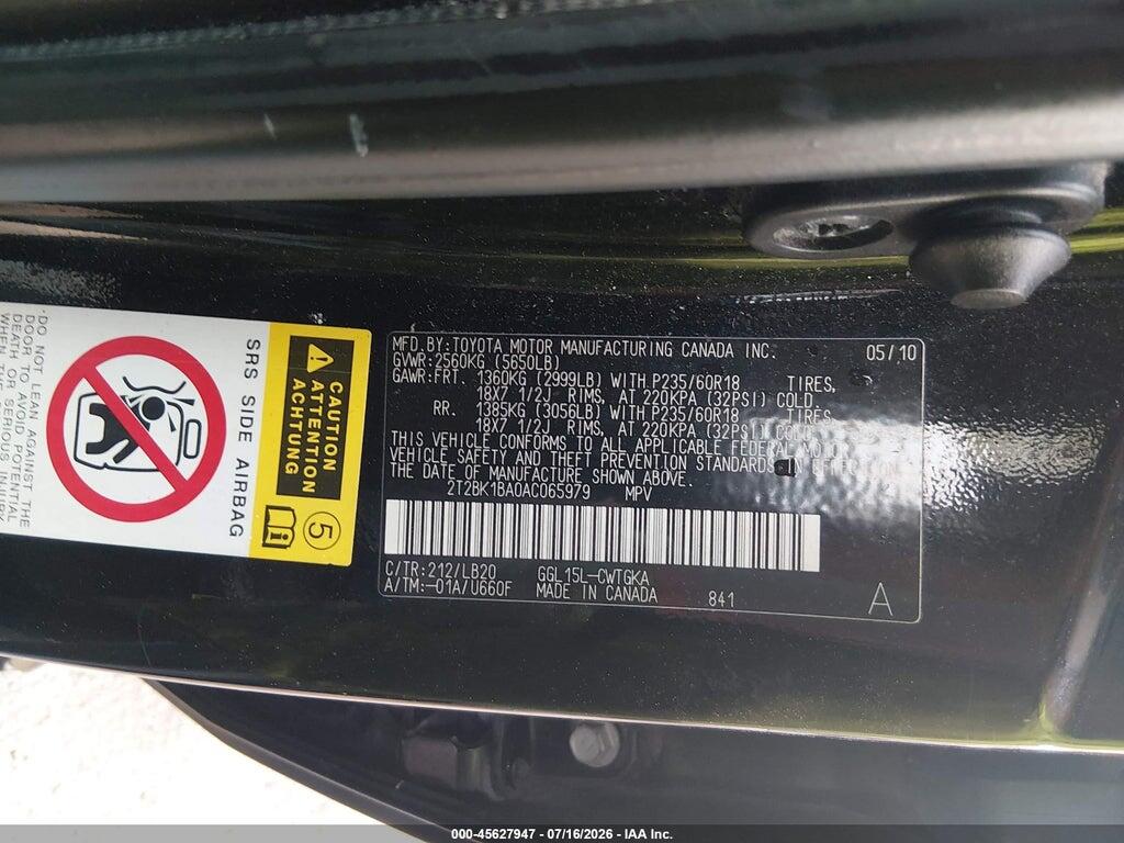 2T2BK1BA0AC065979 2010 LEXUS RX 350 photo no. 9