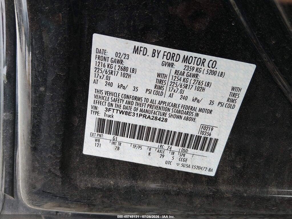 3FTTW8E31PRA28428 2023 FORD MAVERICK photo no. 9