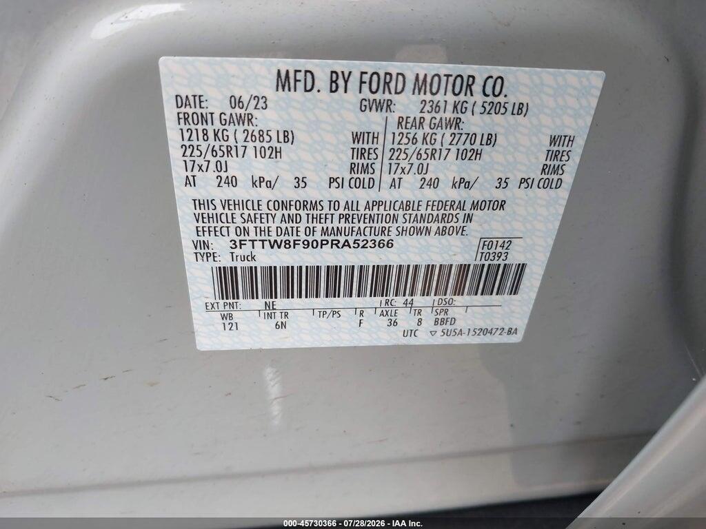 3FTTW8F90PRA52366 2023 FORD MAVERICK photo no. 9