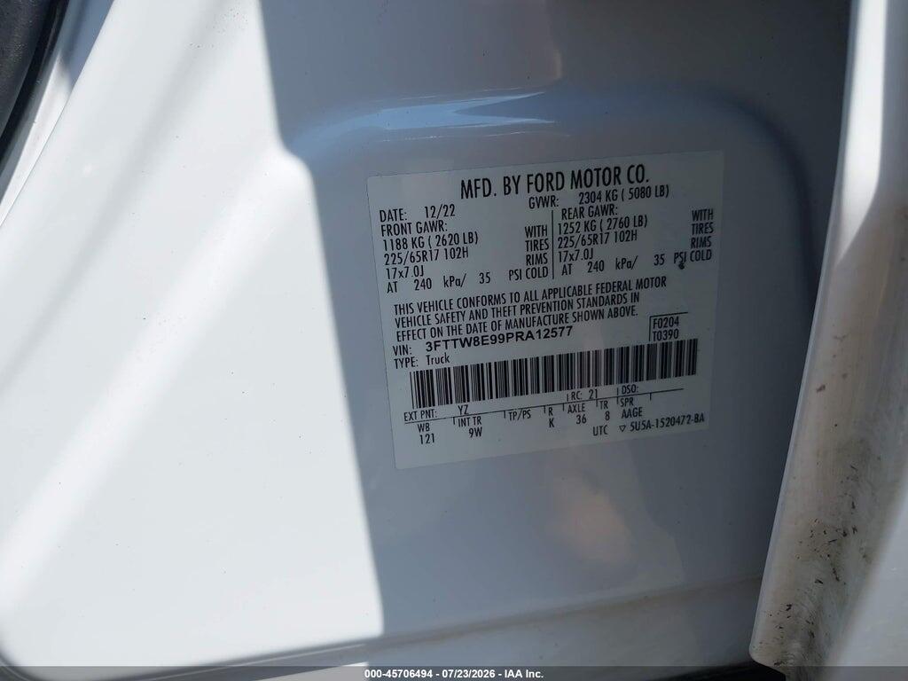 3FTTW8E99PRA12577 2023 FORD MAVERICK photo no. 9