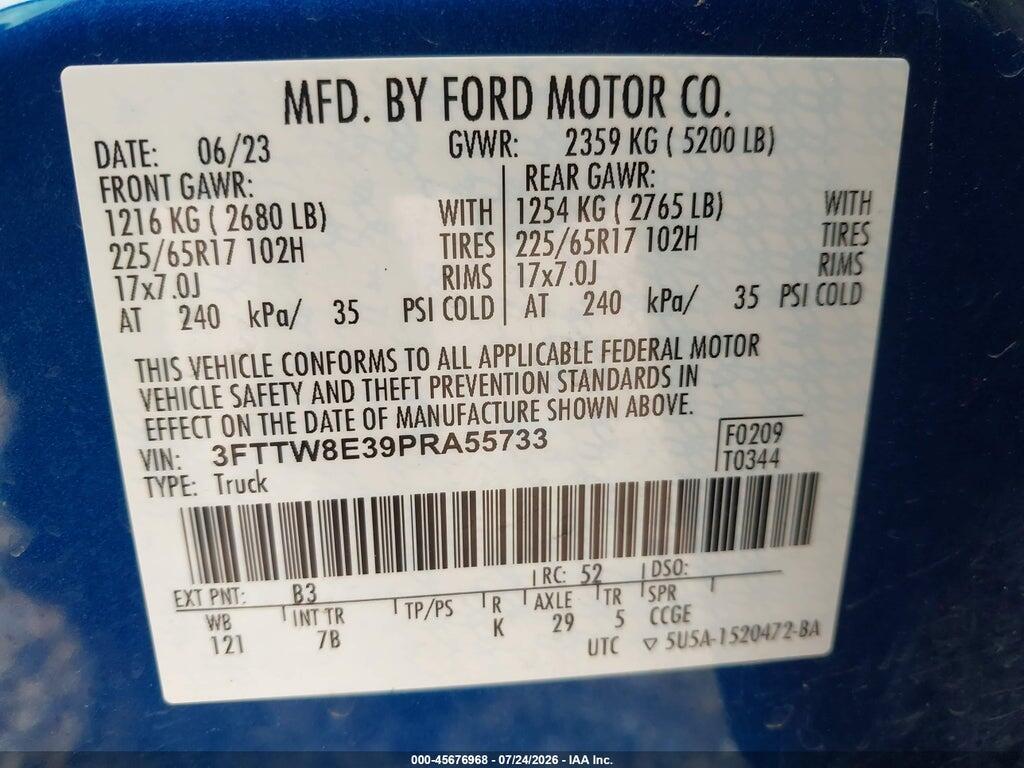 3FTTW8E39PRA55733 2023 FORD MAVERICK photo no. 9