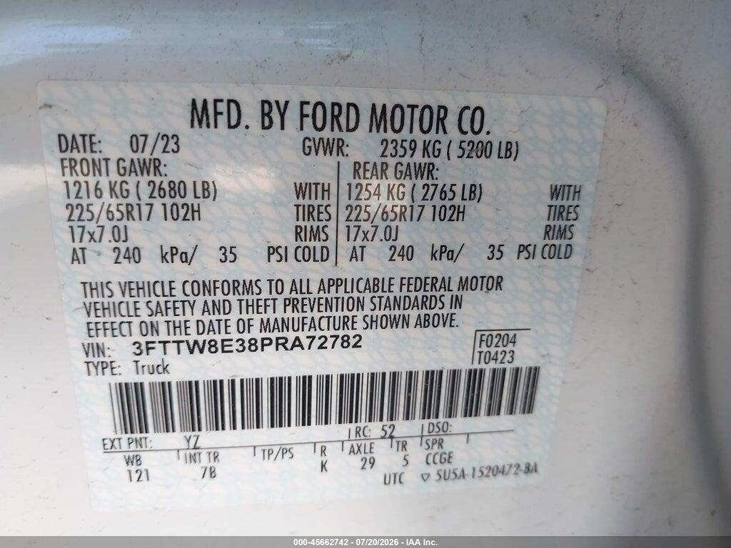 3FTTW8E38PRA72782 2023 FORD MAVERICK photo no. 9