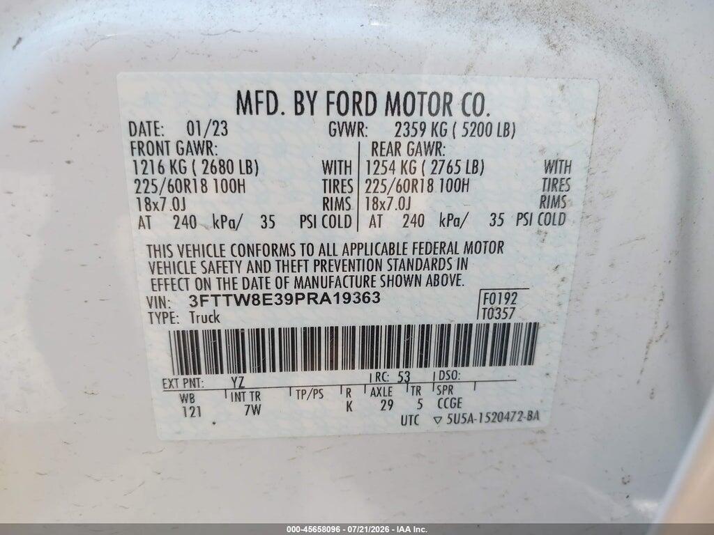 3FTTW8E39PRA19363 2023 FORD MAVERICK photo no. 9