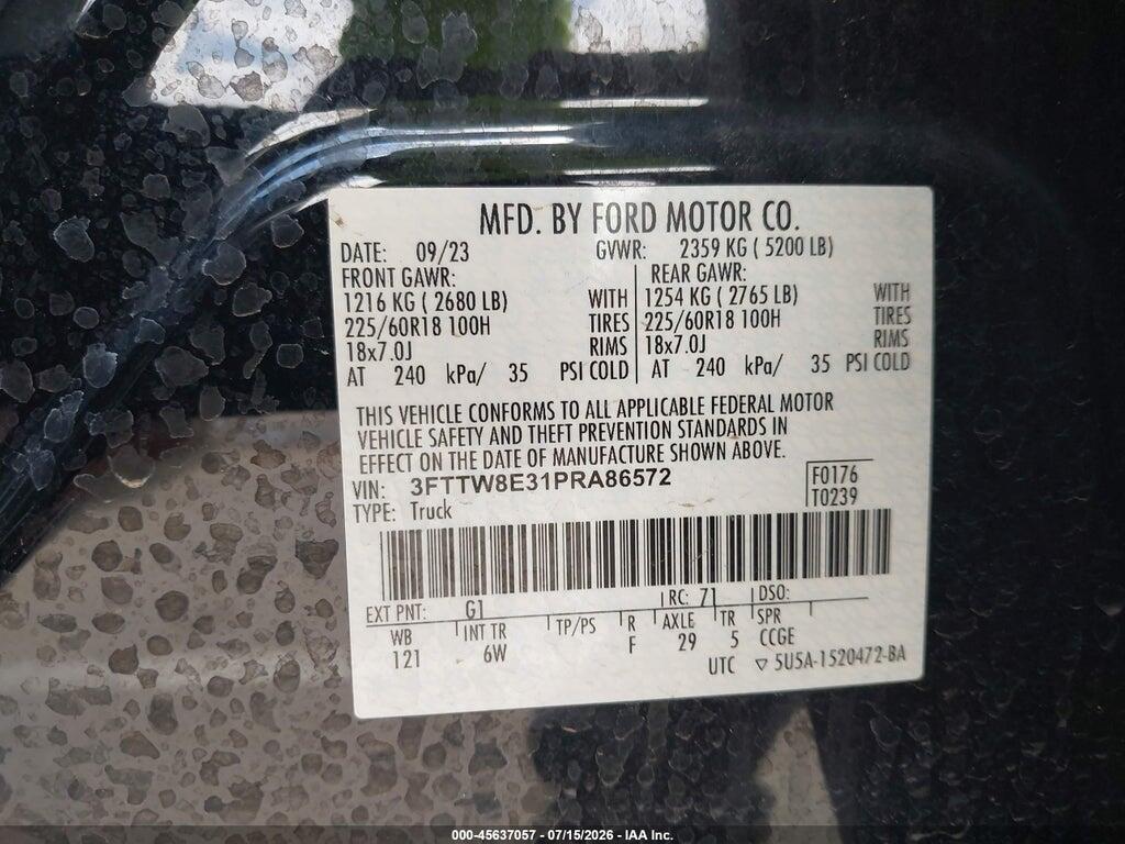 3FTTW8E31PRA86572 2023 FORD MAVERICK photo no. 9