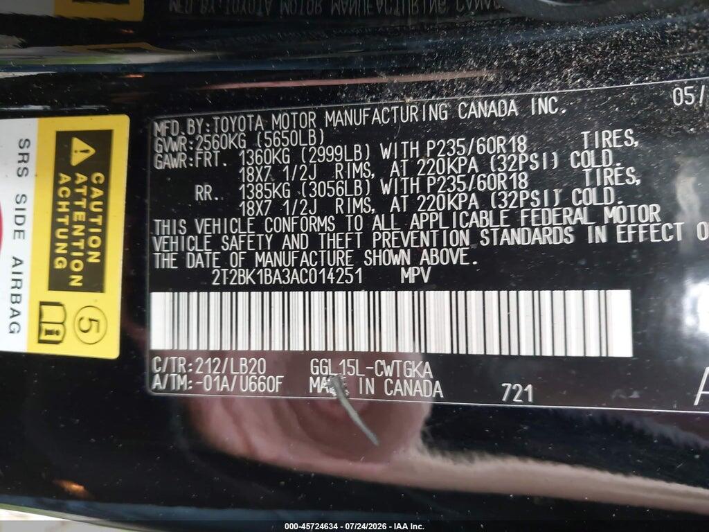 2T2BK1BA3AC014251 2010 LEXUS RX 350 photo no. 9