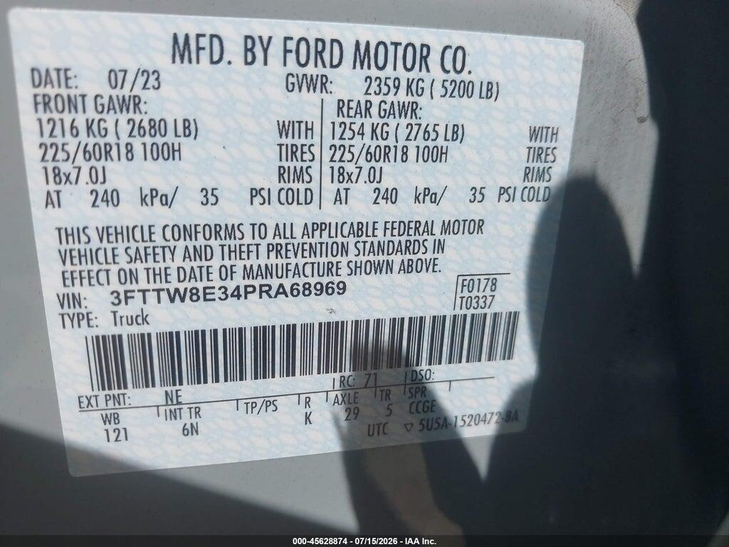3FTTW8E34PRA68969 2023 FORD MAVERICK photo no. 9
